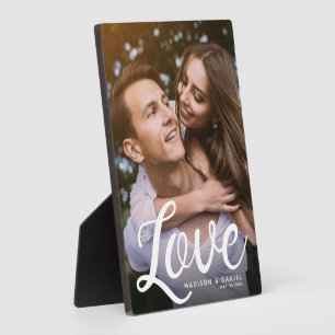 LOVE Modern Calligraphy Valentines Photo Keepsake Plaque