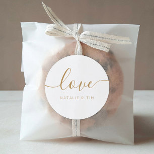 Love Modern Calligraphy Wedding Favor Classic Roun Classic Round Sticker