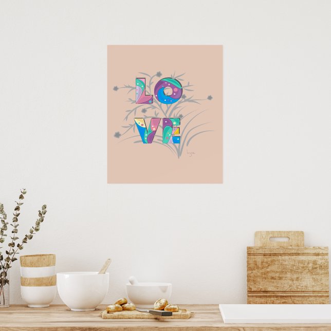 LOVE Modern Cool Typography Graphic Poster Print (Kitchen)