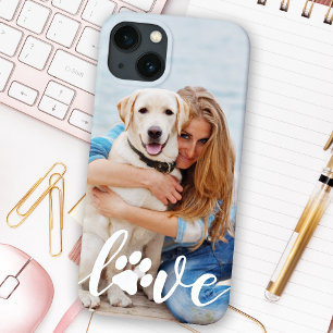 LOVE Modern Custom Pet Photo Paw Print Dog Lover iPhone 13 Case