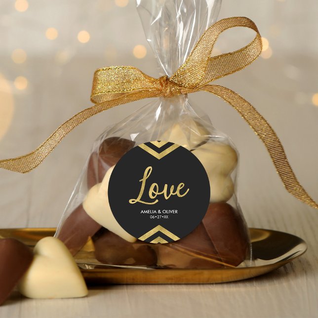 Love Modern Elegant Chevron Geometric Classic Round Sticker (Creator Uploaded)