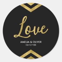 Love Modern Elegant Chevron Geometric Classic Round Sticker