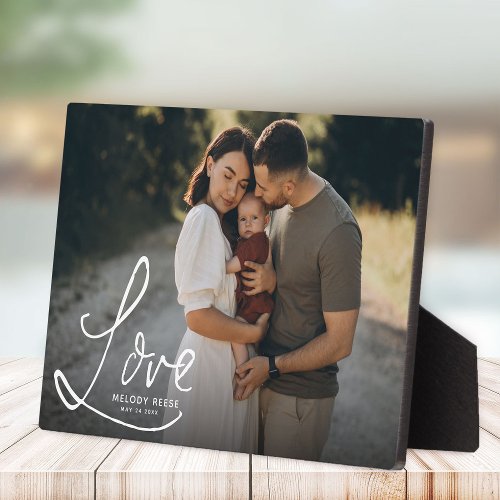 LOVE Modern Elegant Family Photo Keepsake Plaque