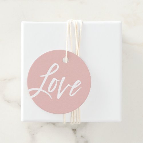 LOVE modern hand lettered white type blush pink Favor Tags