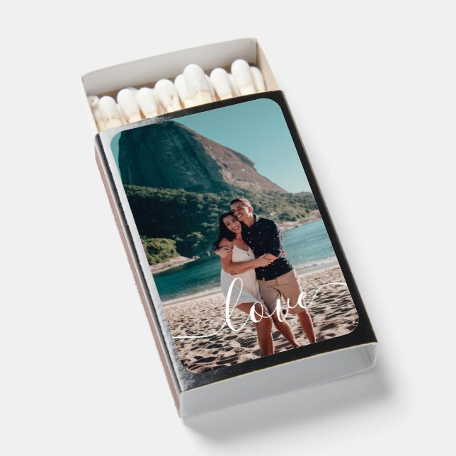 Love Modern Handwriting Calligraphy Photo Matchboxes (Front Open)