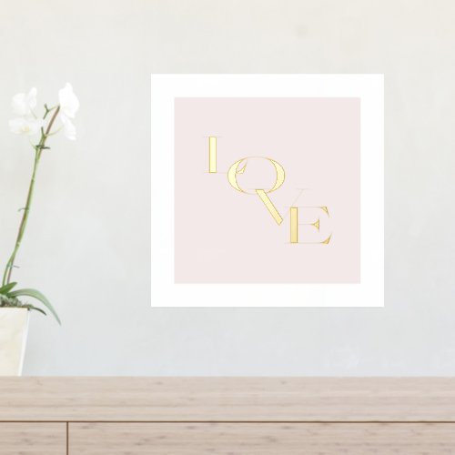 Love Modern Minimal Blush Pink Typography Gold Foil Prints