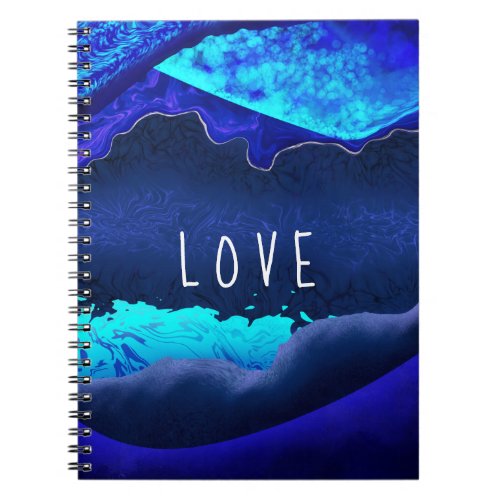 Love Modern Navy Royal Blue Turquoise Abstract Notebook