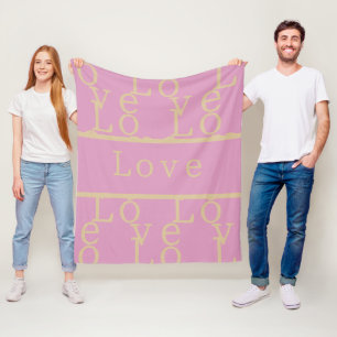 Love Modern Pink Typography Fleece Blanket