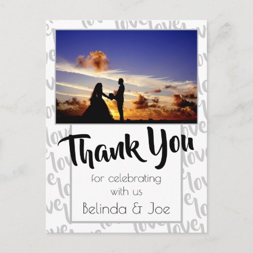 Love Modern Script Typography Thank You Postcard