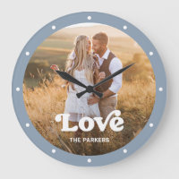 Love | Modern Script with Photo Dusty Blue