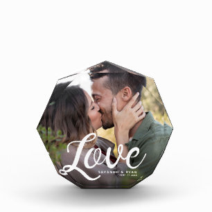 LOVE Modern Simple Script Elegant Keepsake Photo Block