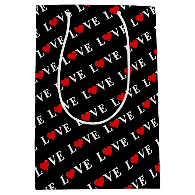 LOVE Modern Trendy Black and White Medium Gift Bag (Front)