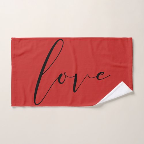 Love Modern Trendy Script Typography ANY COLOR Bath Towel Set