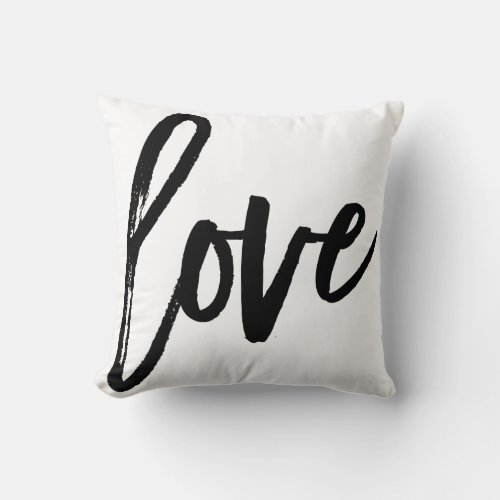 Love Modern Trendy Script Typography Type Black Throw Pillow