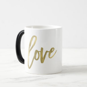 Love Modern Trendy Script Typography Type Gold Color Morph Mug