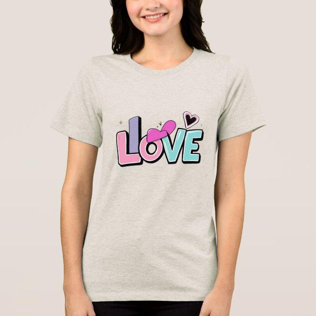 Love Modern Watercolor Artsy Valentine's Day Tri-Blend Shirt (Front)