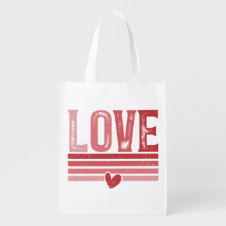 Love Modern White Script White Womens T-Shirt Grocery Bag