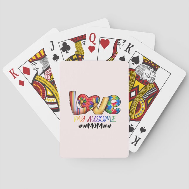 Love Mom Autism Awareness for Proud Moms Poker Cards (Back)