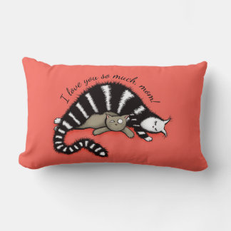 Love Mom Cat Kitty Mother Child Lumbar Pillow