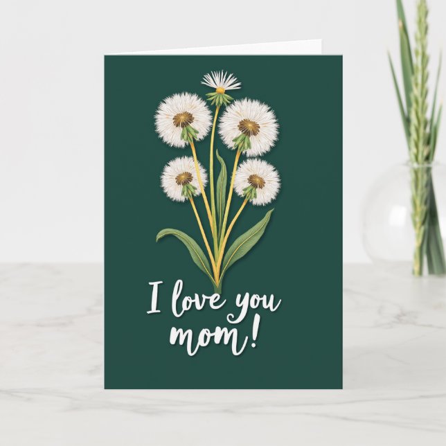 Love Mom Dandelion Fluffy Card (Front)