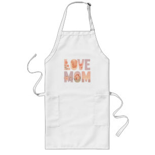 Love Mom Floral T-Shirt Long Apron