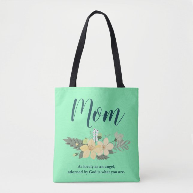 Love Mom floral Tote Bag (Front)