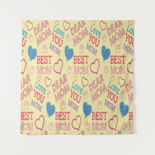 Love Mom Happy Mothers Day I Love Mom Graphic patt Tapestry