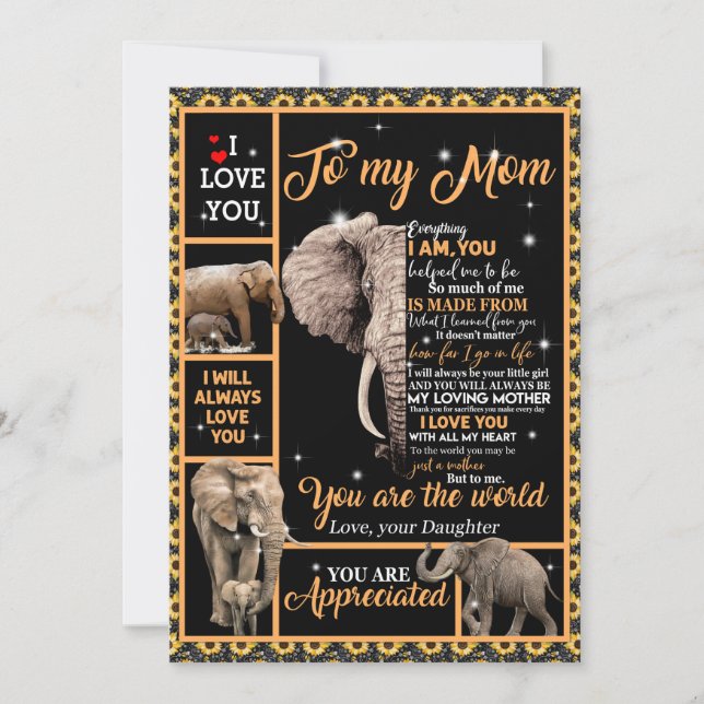 Love Mom | Letter To My Mom You Are The World Holiday Card (Front)