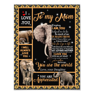 Love Mom Letter To My Mom You Are The World Photo Print