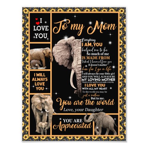 Love Mom  Letter To My Mom You Are The World Photo Print