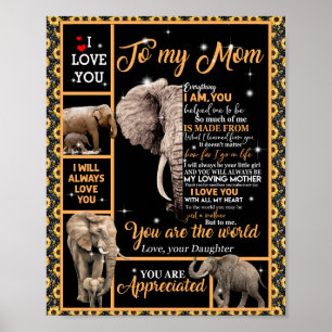 Love Mom Letter To My Mom You Are The World Poster