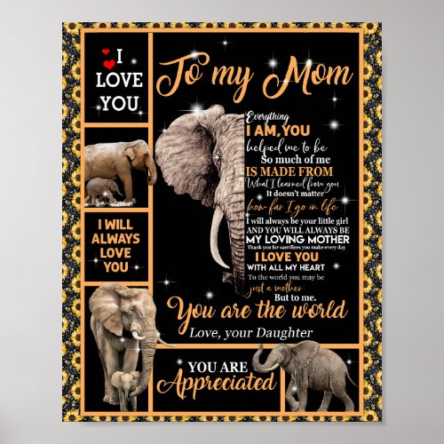 Love Mom  Letter To My Mom You Are The World Poster