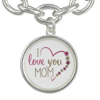Love Mom Mothers Day Heart Bracelet