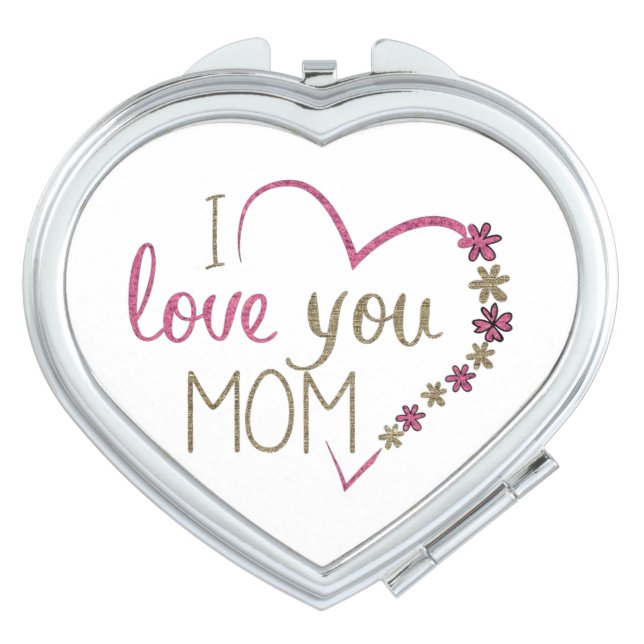 Love Mom Mothers Day Heart Compact Mirror (Front)