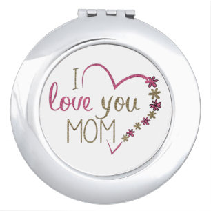 Love Mom Mothers Day Heart Compact Mirror