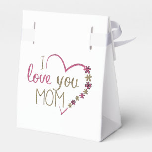 Love Mom Mothers Day Heart Favor Boxes