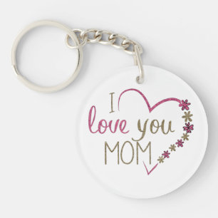 Love Mom Mothers Day Heart Keychain