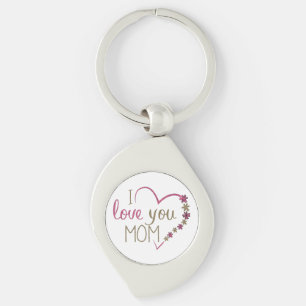 Love Mom Mothers Day Heart Keychain