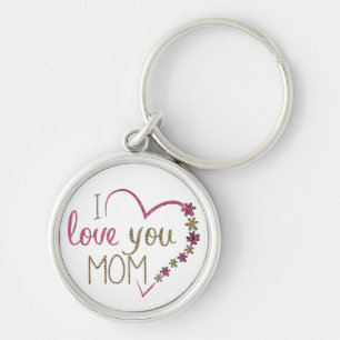 Love Mom Mothers Day Heart Keychain