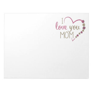 Love Mom Mothers Day Heart Notepad