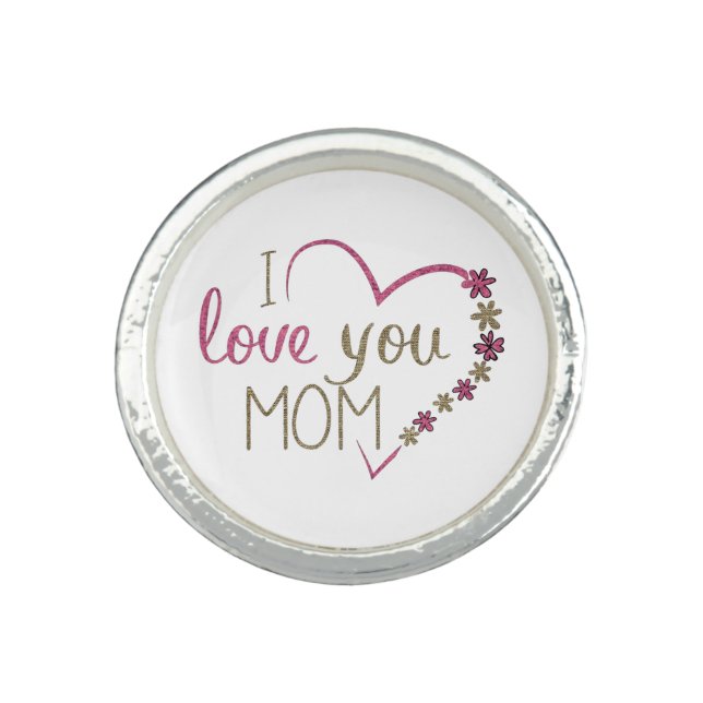 Love Mom Mothers Day Heart Ring (Front)
