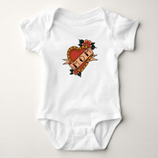 Love mom old school heart baby bodysuit