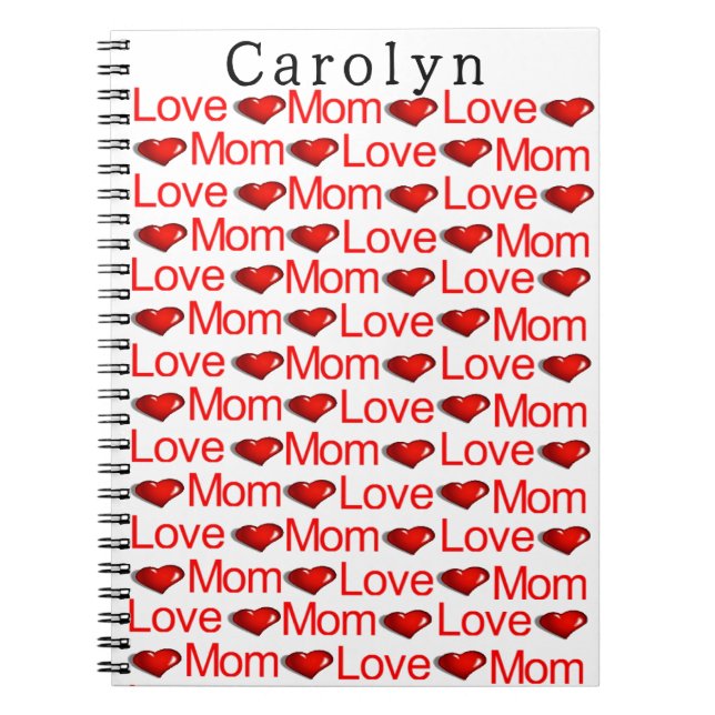 Love Mom Red Hearts Notebook (Front)