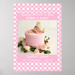 Love Mom Simple Elegant girly White & pink photo Poster