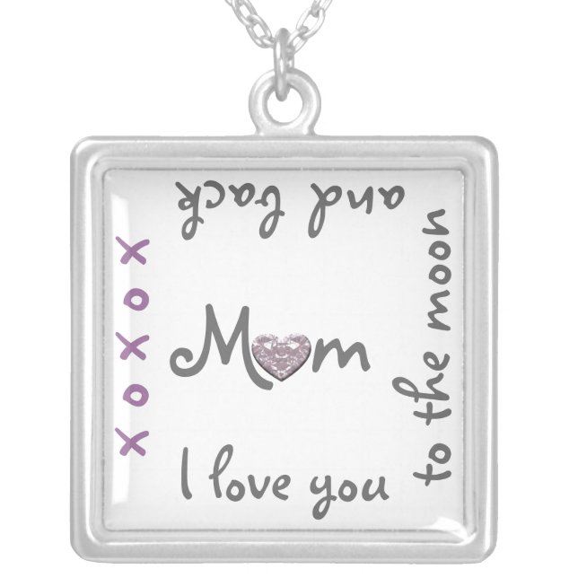 Love Mom to moon and back necklace (Front)