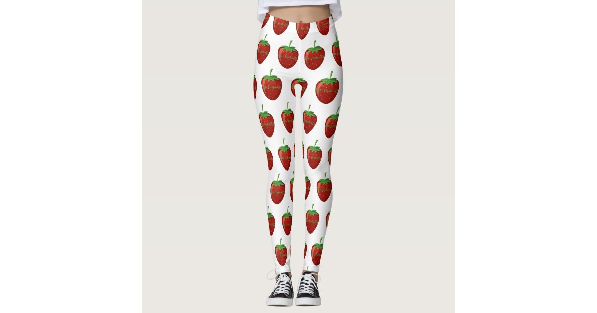 Red Strawberry Leggings Valentine's Day, Valentines Leggings Gifts