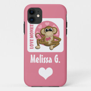 Love Monkey - Cute Personalized Pink iPhone 5 Case