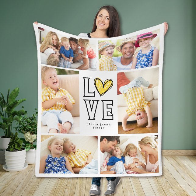 LOVE Monogram Multi Photo Collage  Fleece Blanket (Creator Uploaded)