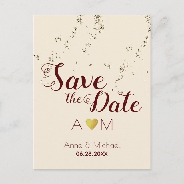 Love Monogram + Wedding save-the-date elegant Announcement Postcard (Front)