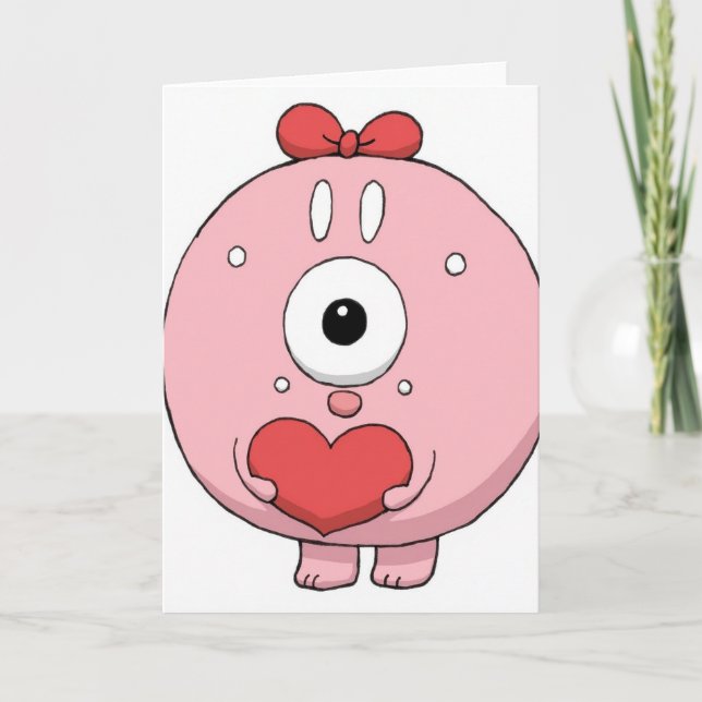 Love Monster Pink Heart Card (Front)